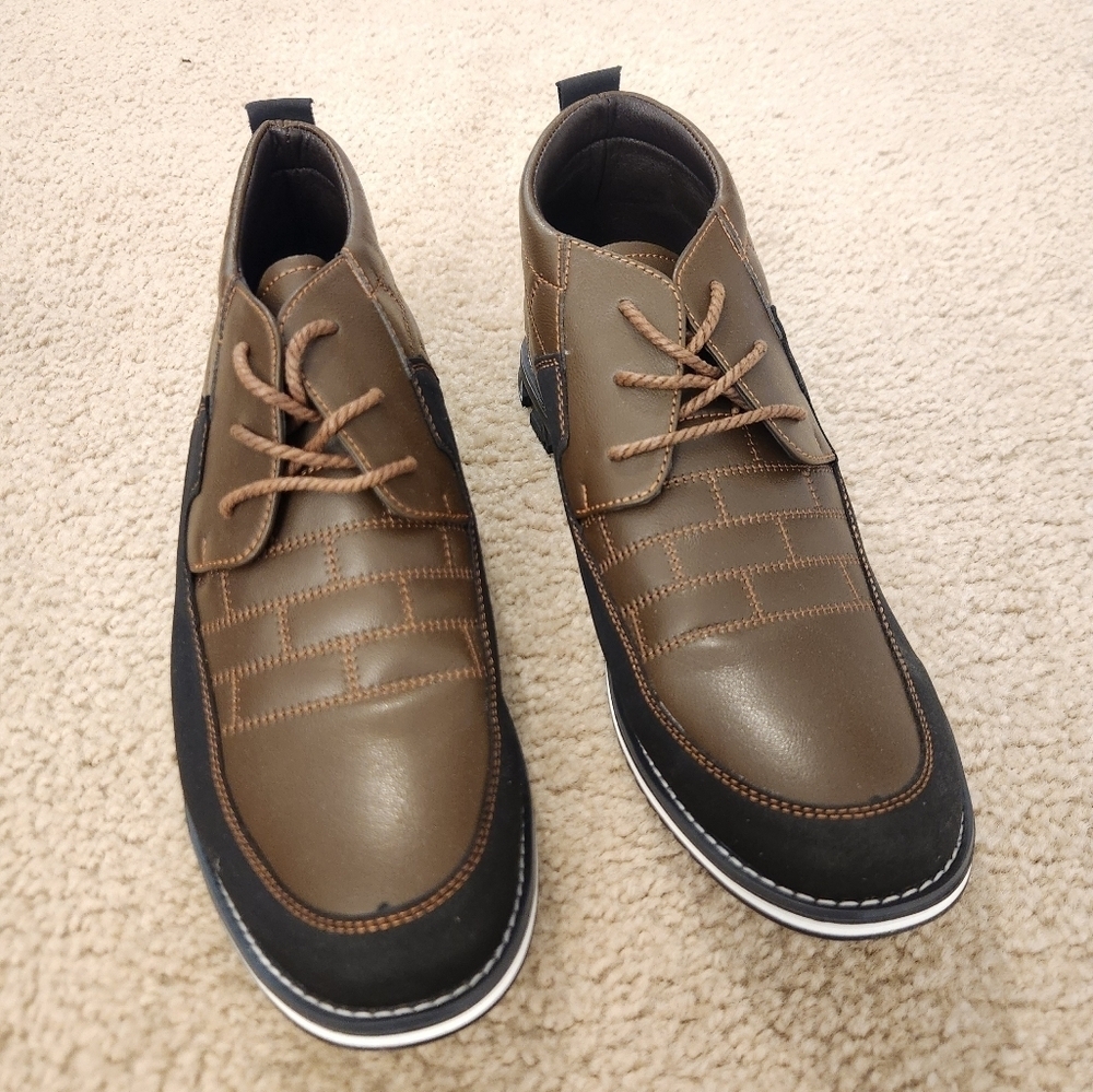 Cosidram Black Brown Leather Casual Dress Shoes Laced Size 12 Mens